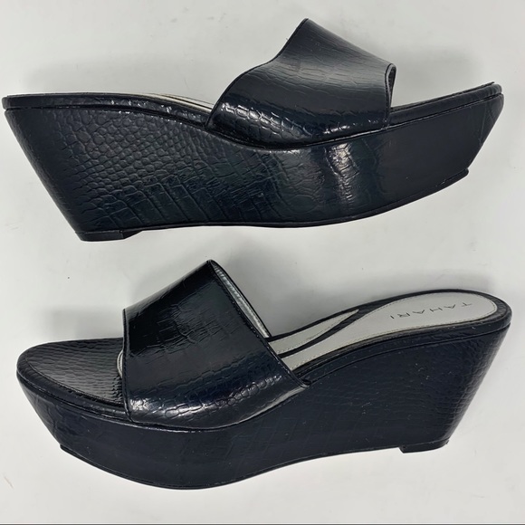 Elie Tahari Shoes - Elie Tahari Todd Cobblestone Leather Wedge Sandals